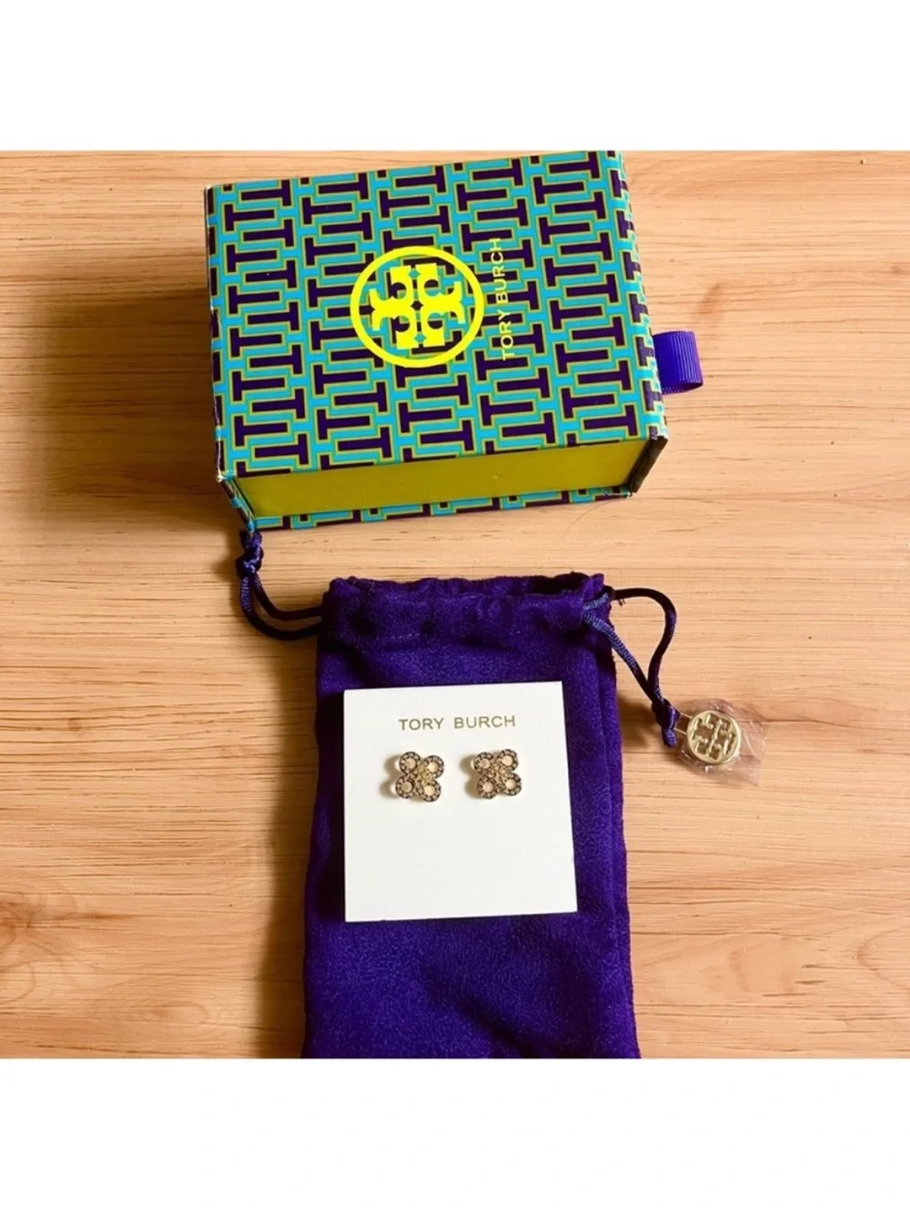 Tory Burch Britten Pave Cut Out Stud Earring
